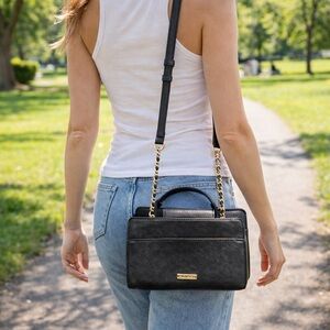 Nine West Black Crossbody Bag with Gold Accents